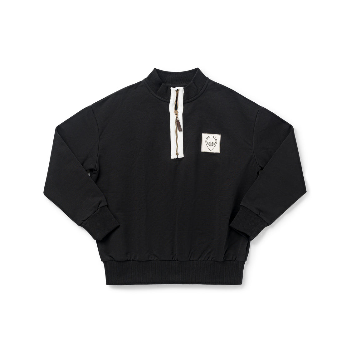 1324 Boy Exposed Zipper Sweatshirt - Black