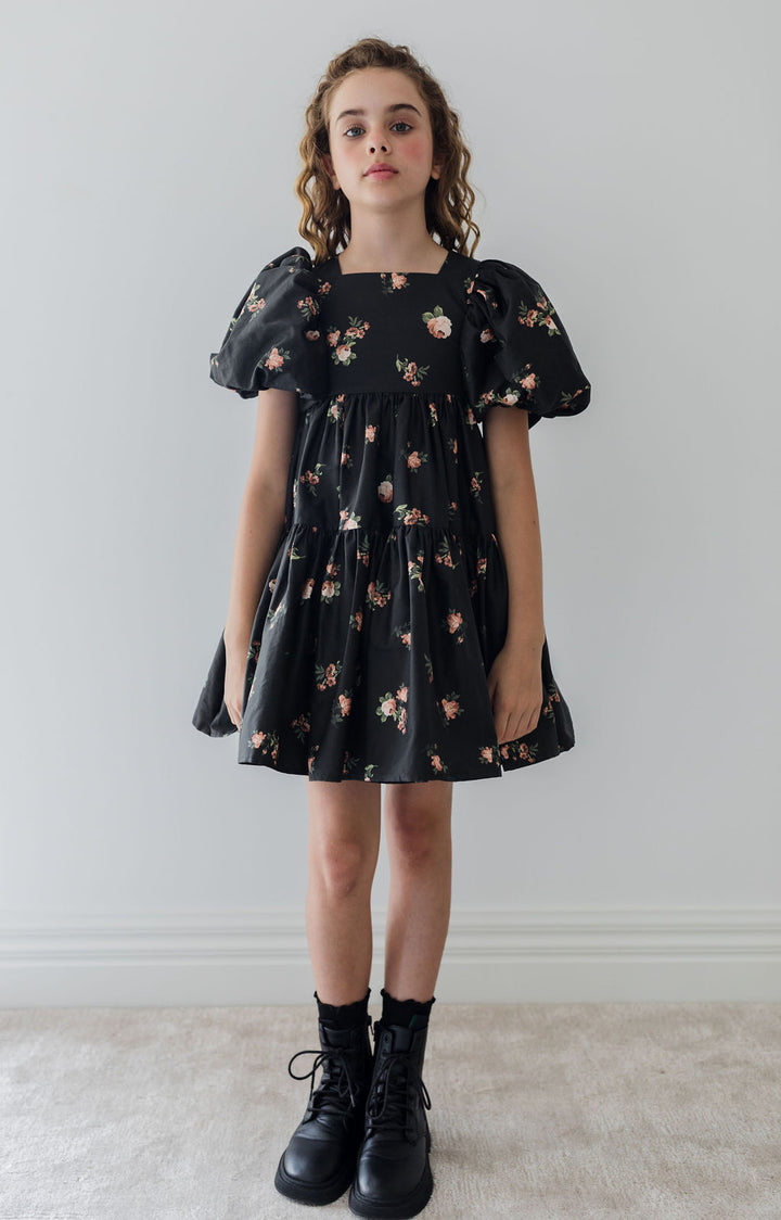 1353-Petite Rosebud Poplin Dress -Petite Rosebud Print