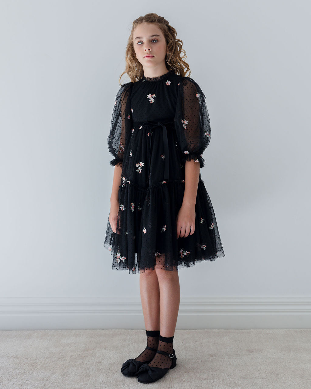 1391-Petite Rosebud Embroidered Dress-Petite Rosebud Embroidery