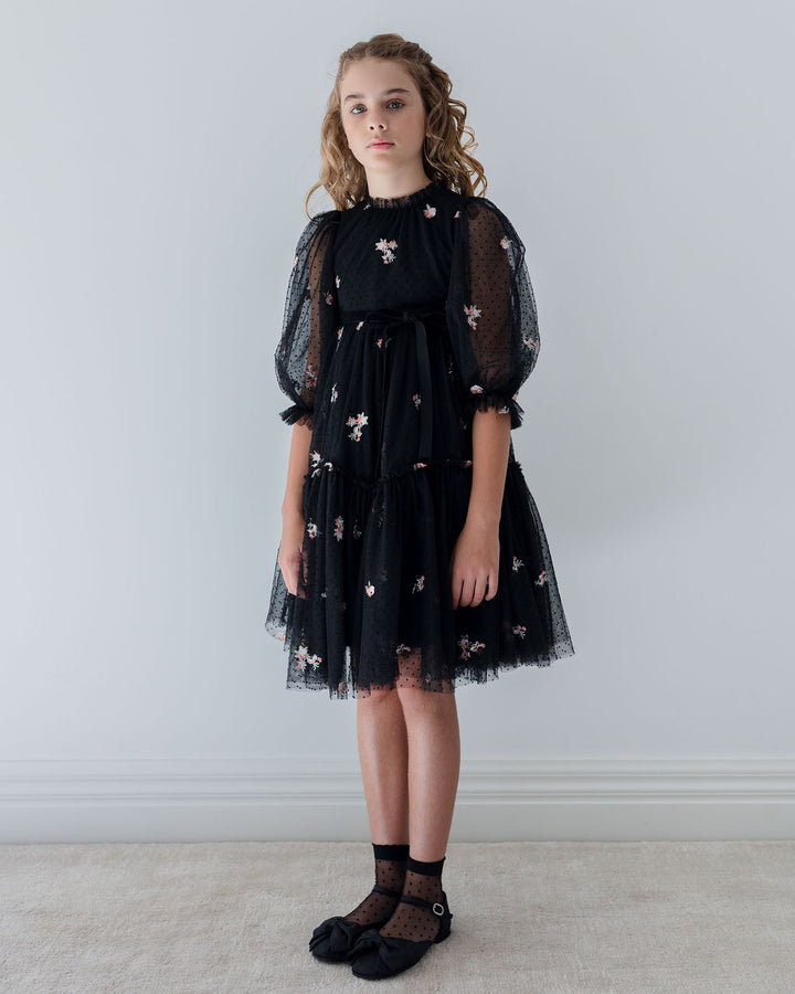 1391-Petite Rosebud Embroidered Dress-Petite Rosebud Embroidery