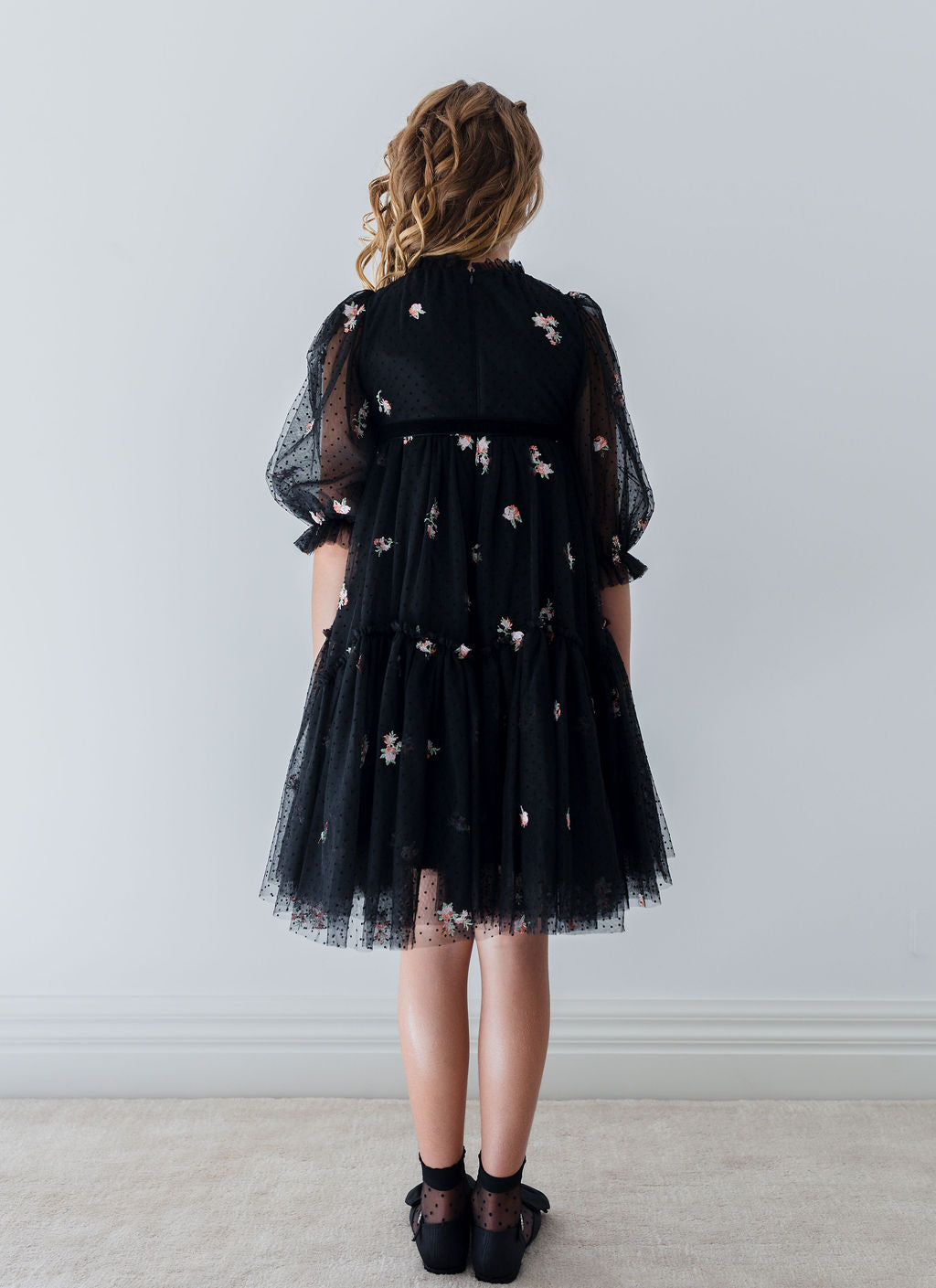 1391-Petite Rosebud Embroidered Dress-Petite Rosebud Embroidery