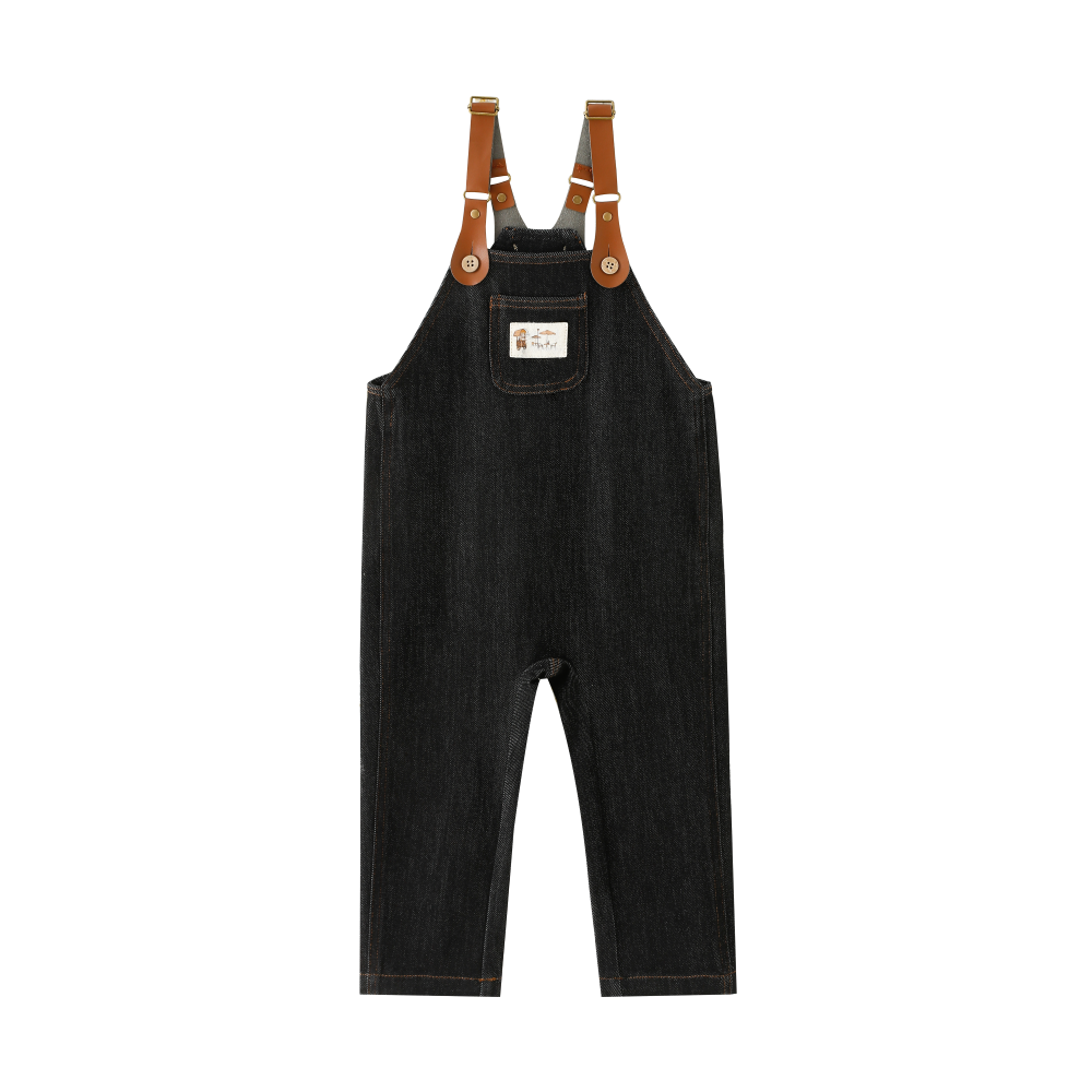 BABY OVERALL WITH CENTER POCKET-BLACK DENIM