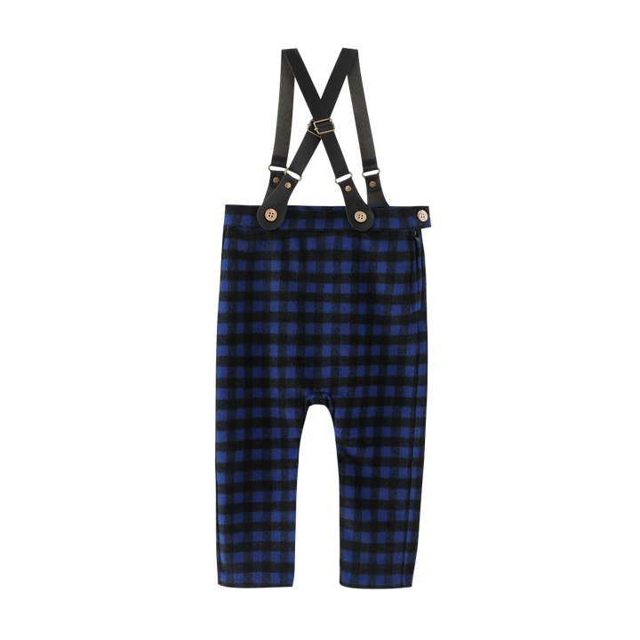 PLAID SUSPENDER PANTS-ROYAL BLUE PLAID