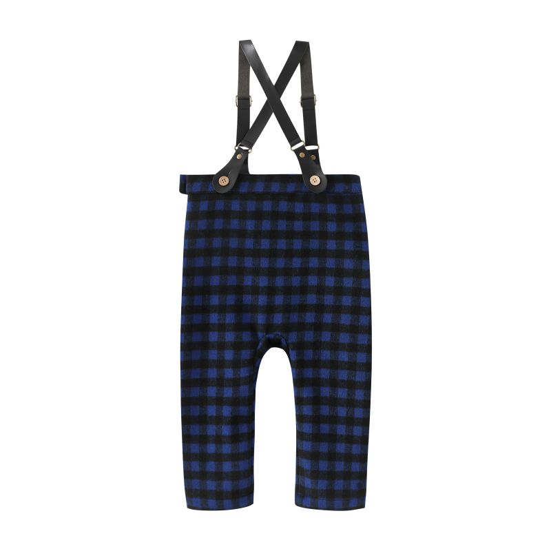 PLAID SUSPENDER PANTS-ROYAL BLUE PLAID