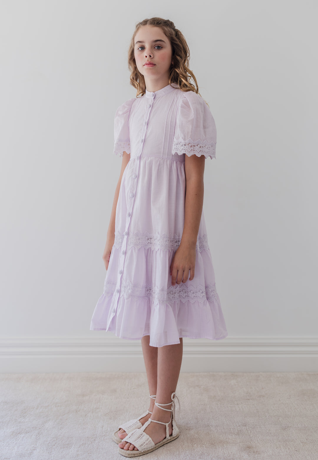 1428-LILAC PRINT LACE SHIRT DRESS