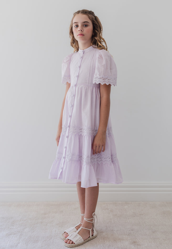 1428-LILAC PRINT LACE SHIRT DRESS