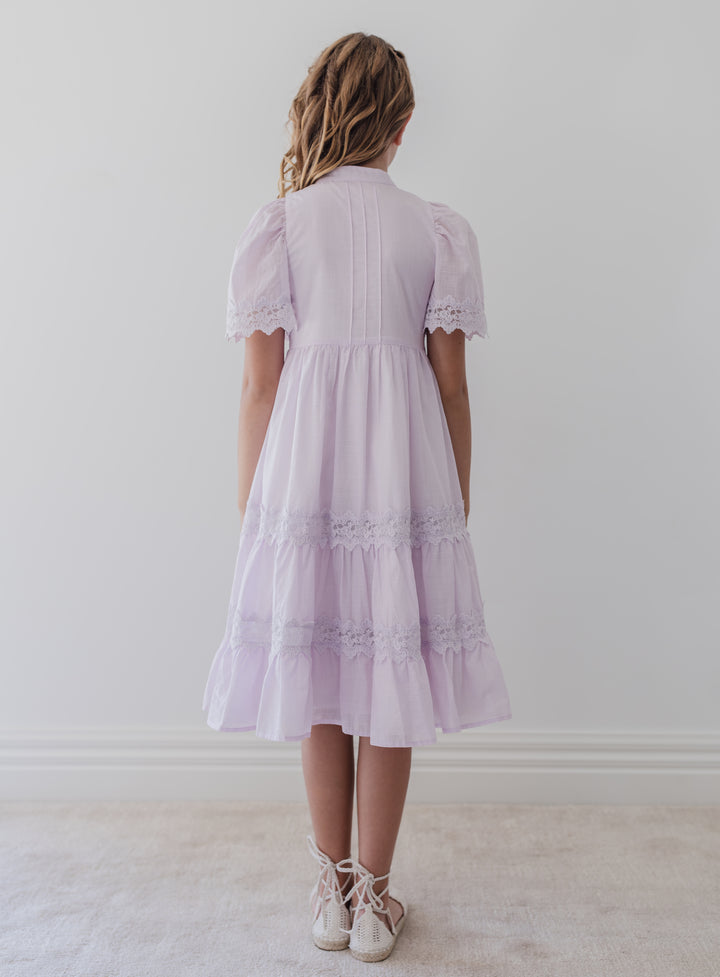 1428-LILAC PRINT LACE SHIRT DRESS