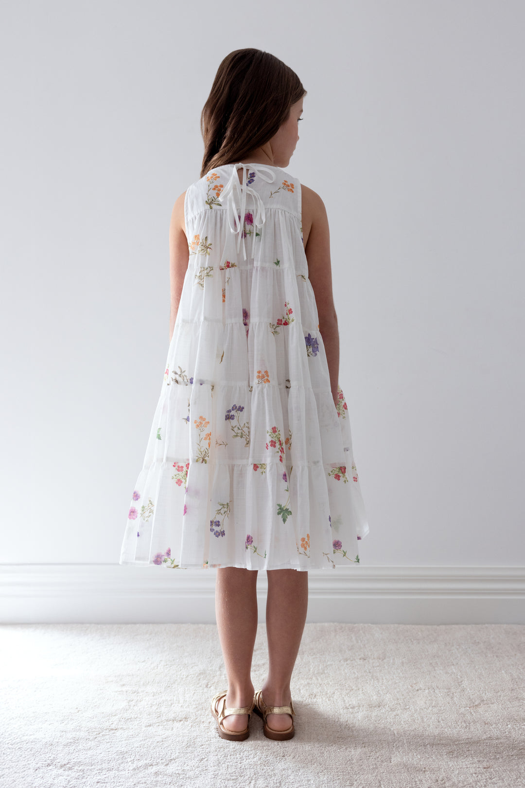 1448B-FLORAL SKETCH PRINT SLEEVELESS DRESS