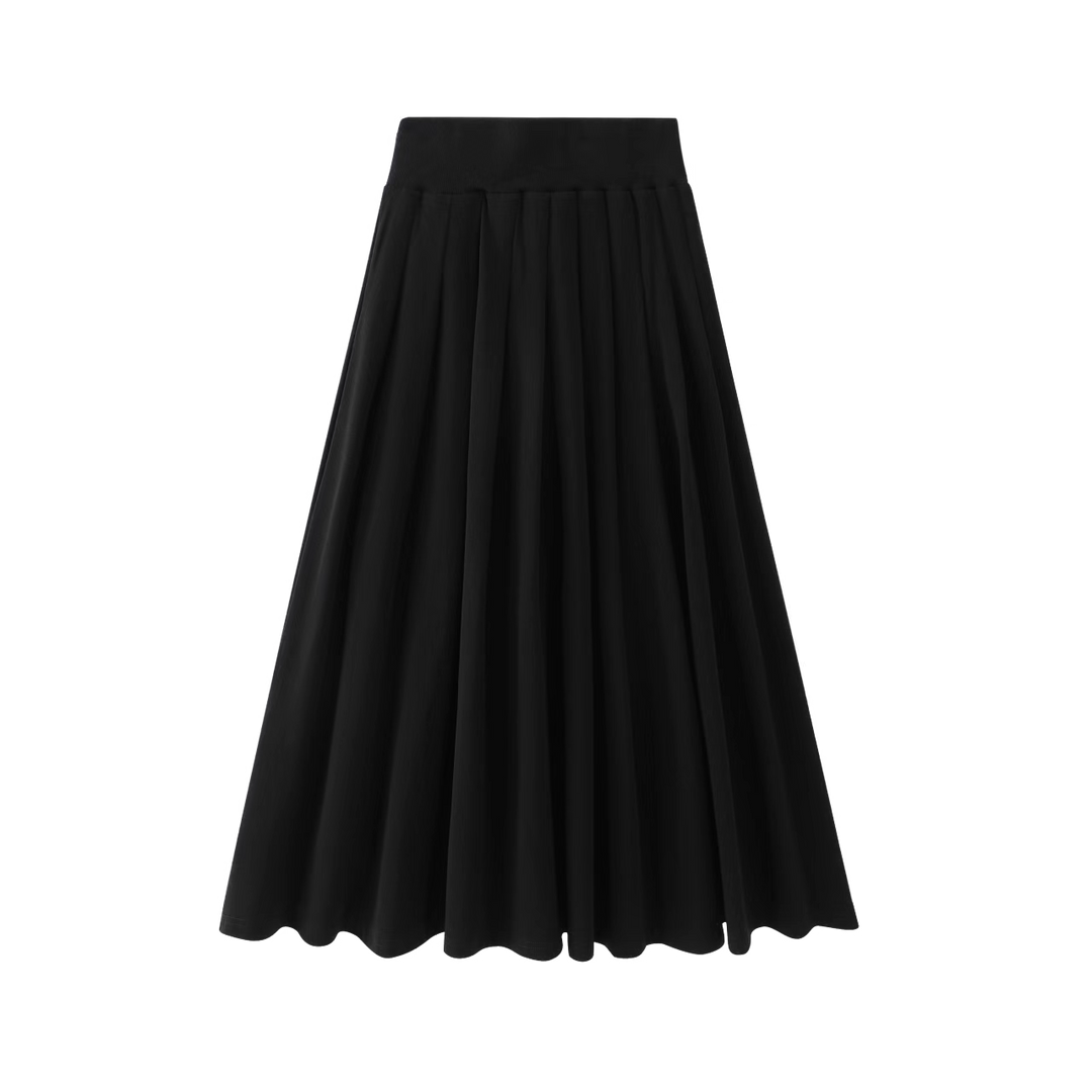 NO-1722-3 Long Skirt - BLACK