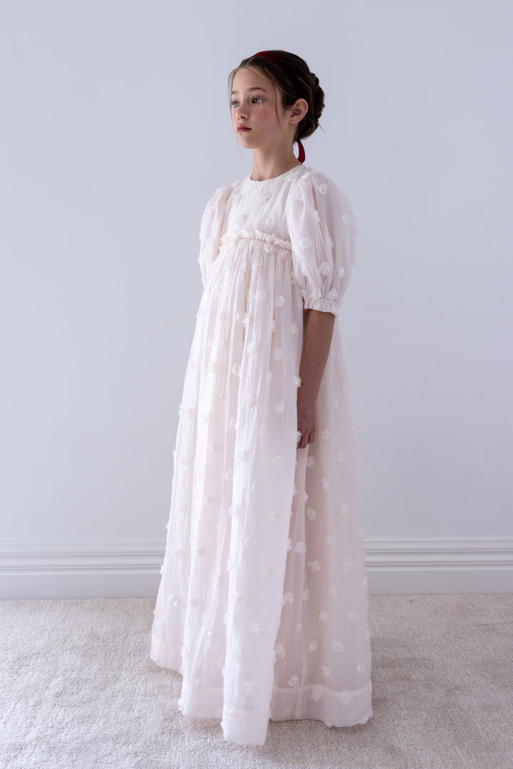 1491-GOWN Organza Roses Gown - Petal Pink
