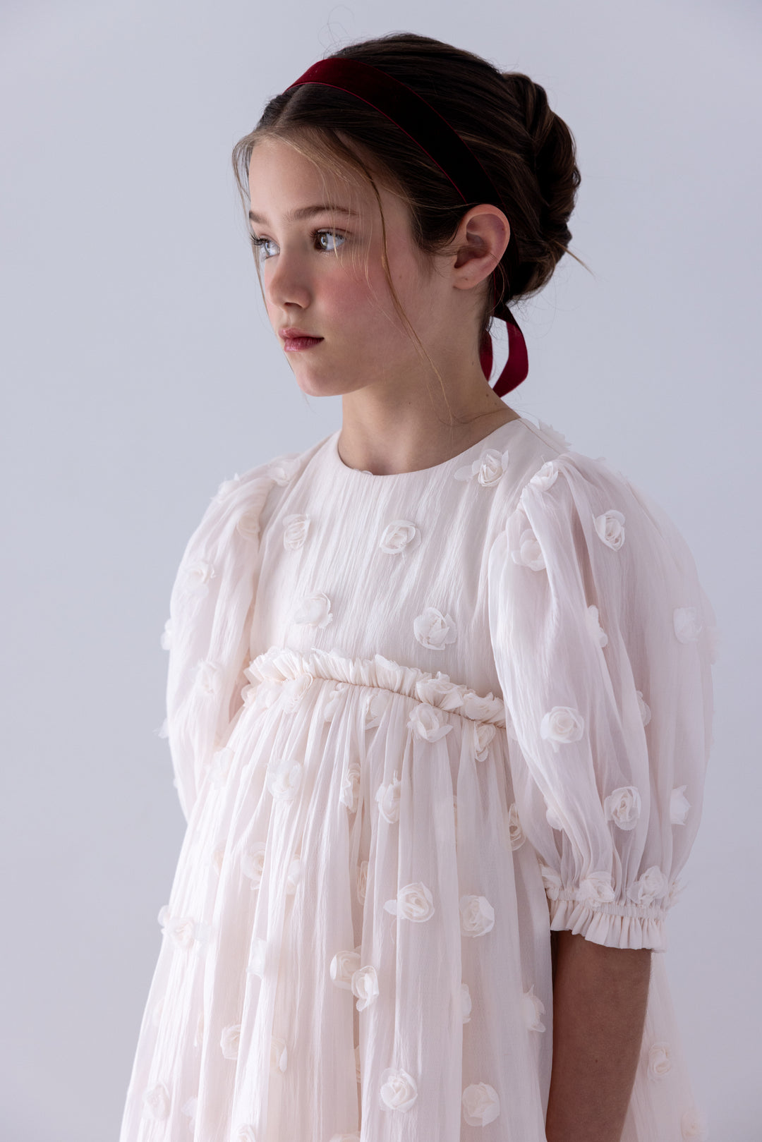 1491-GOWN Organza Roses Gown - Petal Pink