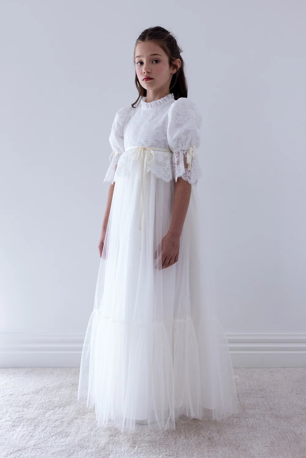 1591GOWN  French Lace and Tulle Gown - Cream
