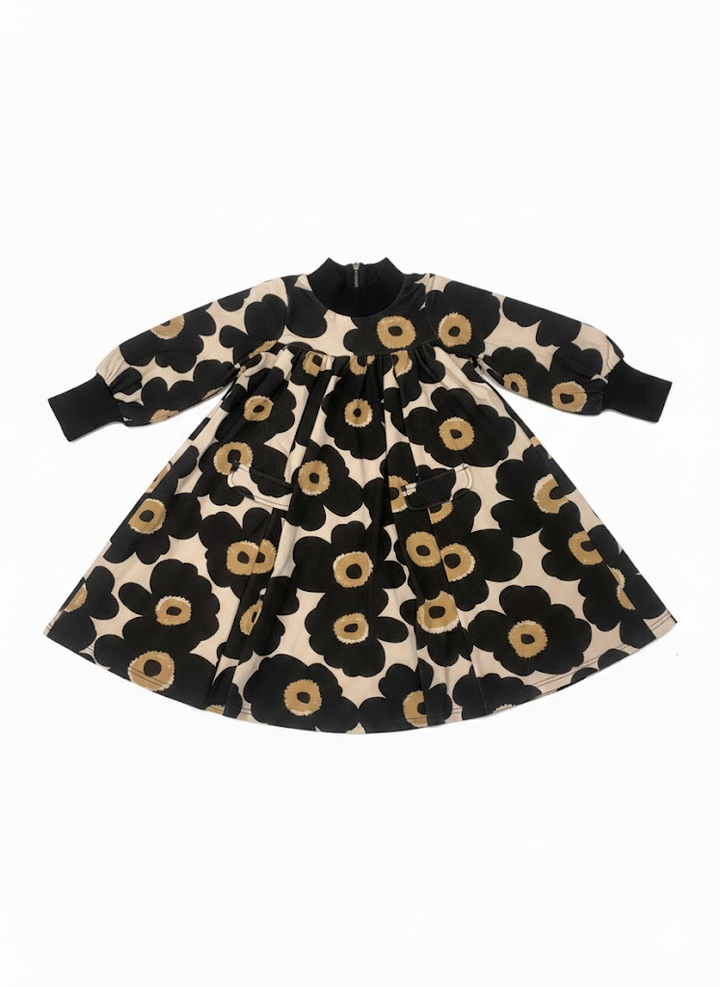 1502 Swing Dress with Back Zipper - Poppy Print