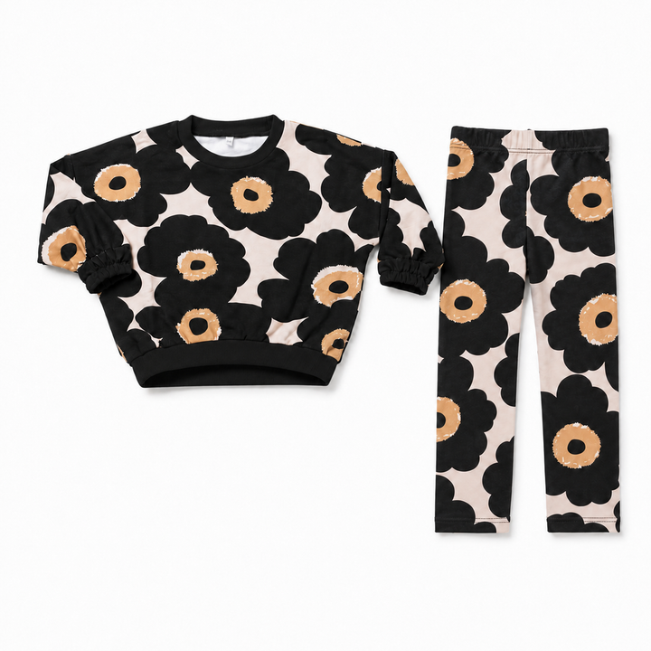 1504-set Girl Cropped Sweatshirt - Poppy Print