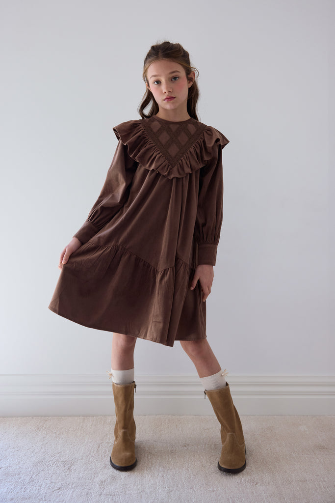 girls chocolate brown dress Petite Amalie Criss Cross Cord 8Y Disclaimer Accessories displayed in Size_4 Years Hot Womens Backless Slit Color:As Picture(Light Blue)