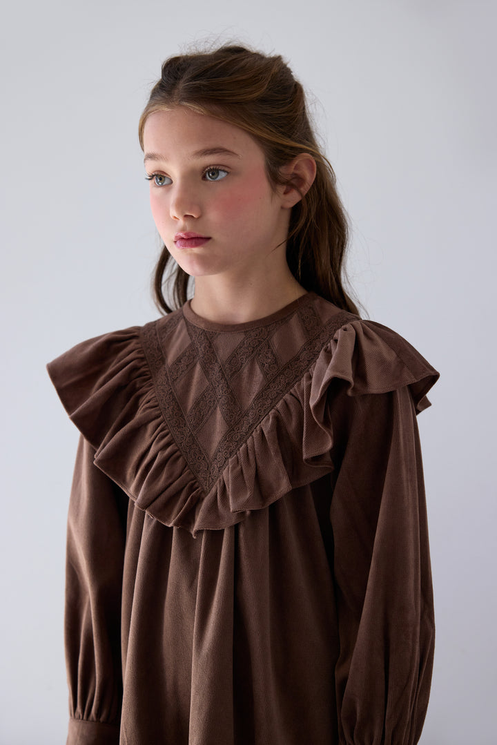 1536 Chocolate Criss Cross Cord Dress - Chocolate