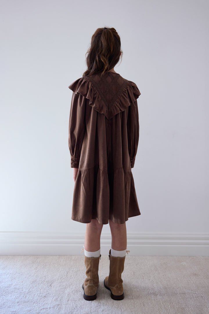 1536 Chocolate Criss Cross Cord Dress - Chocolate