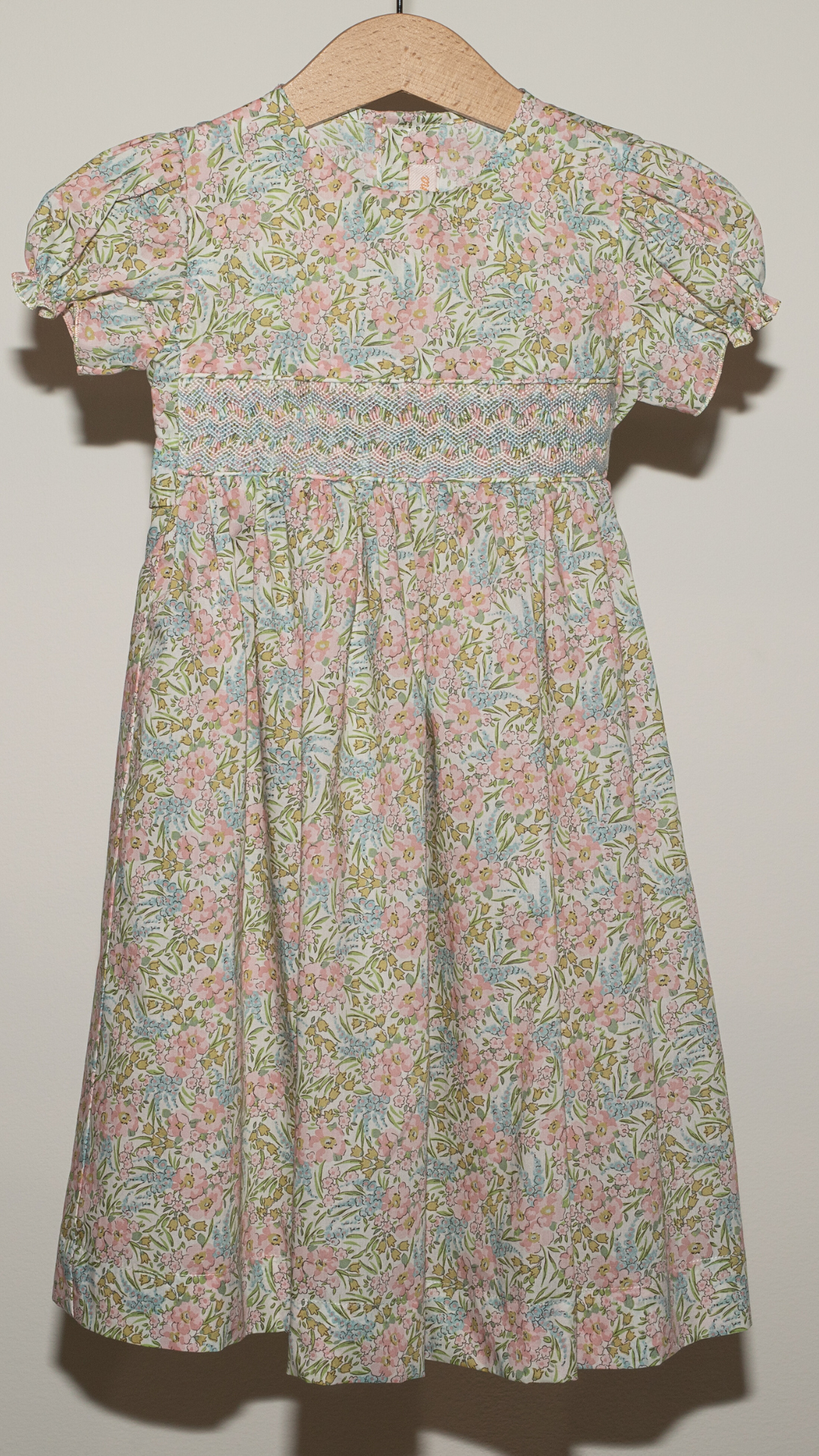HAND EMBROIDERED DRESS IN PINK LIBERTY FLOWERS