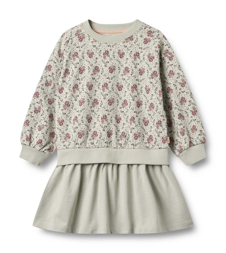 Sweat Dress L/S Maggie (1681-625) slightly green flowers