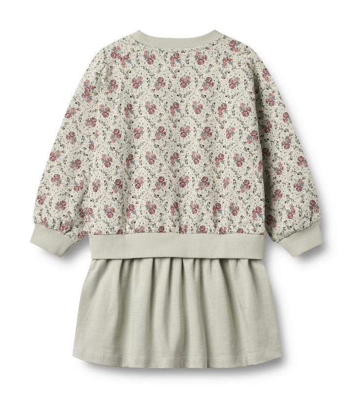 Sweat Dress L/S Maggie (1681-625) slightly green flowers