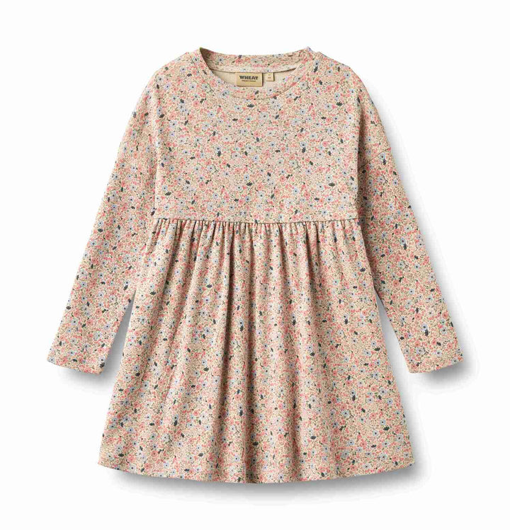 1688-121 JERSEY DRESS L/S EMMY - GREY CLOUD FLOWERS