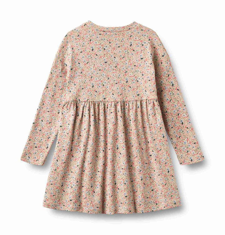 1688-121 JERSEY DRESS L/S EMMY - GREY CLOUD FLOWERS