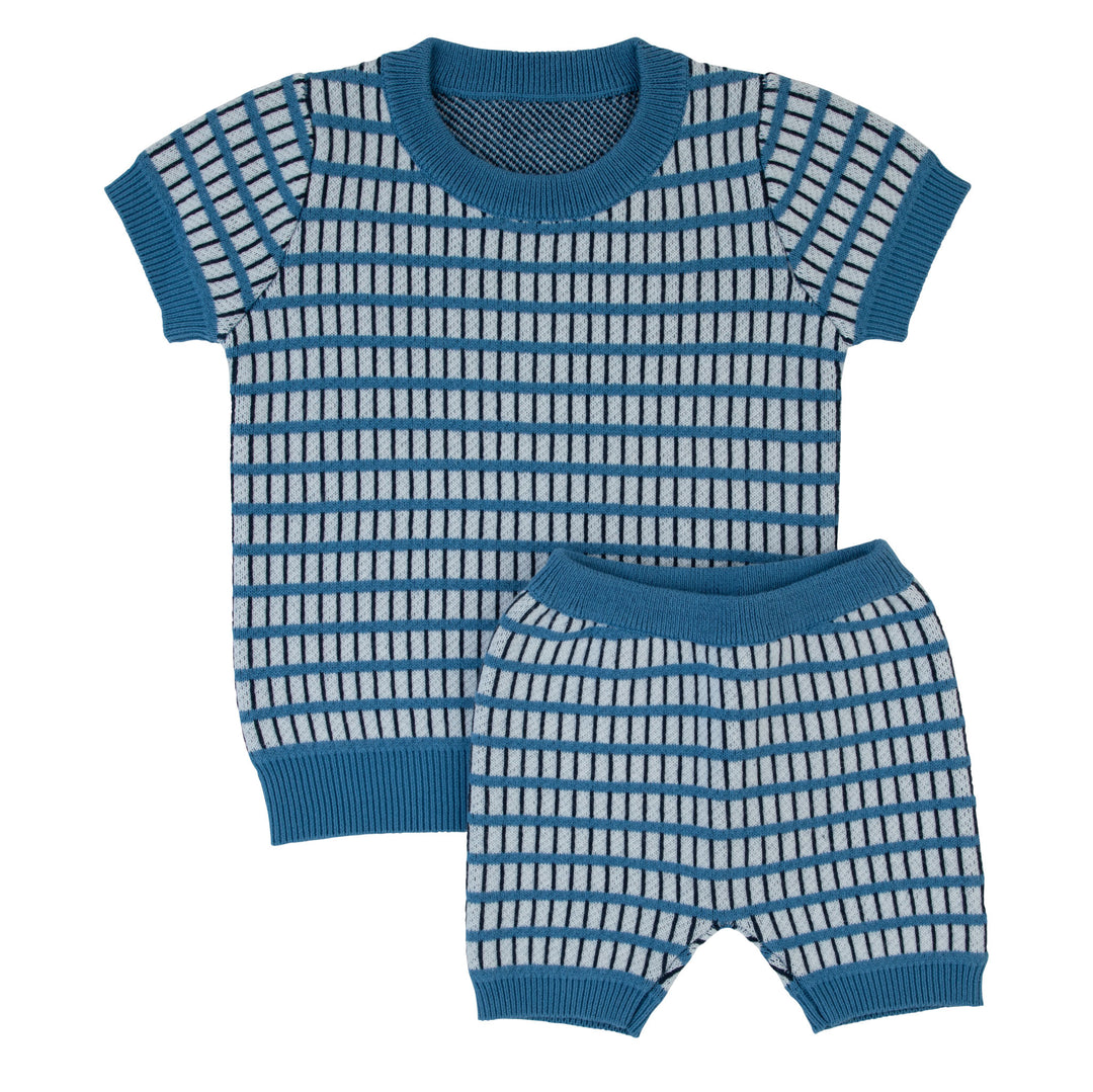 Brick Knit 2 Piece Set-Dark Blue