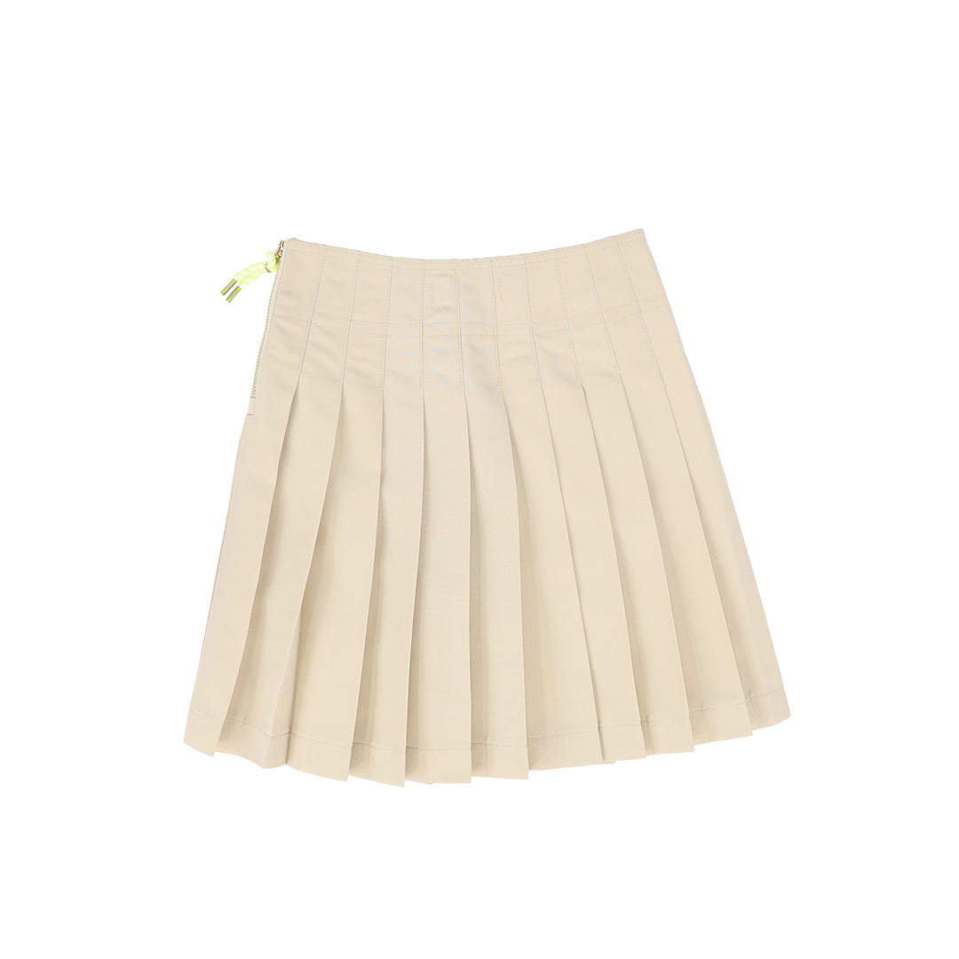 C-18850-Rope Zipper Pleat Skirt Tan