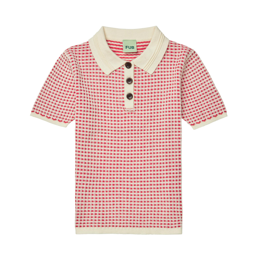 1925-POLO SHIRT-Ecru/Ruby Red