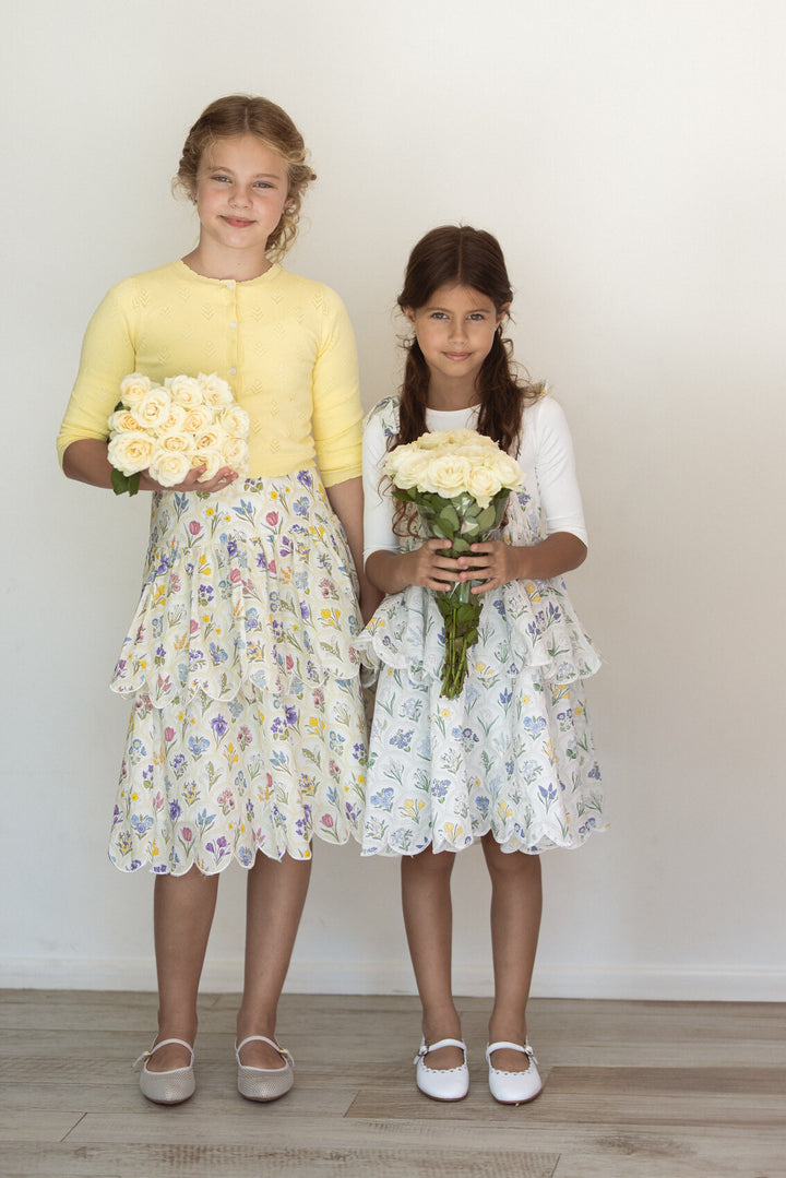 BSK226 SCALLOP LAYERED SKIRT-MULTICOLOR