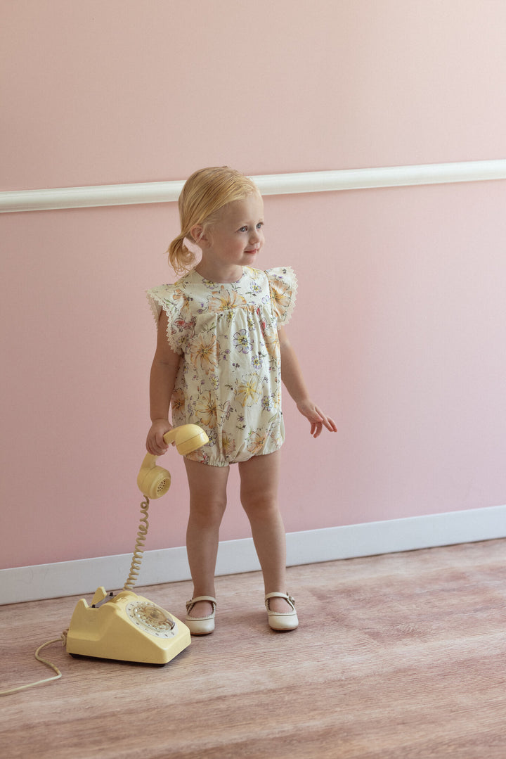 BBB209 FLORAL ROMPER-YELLOW