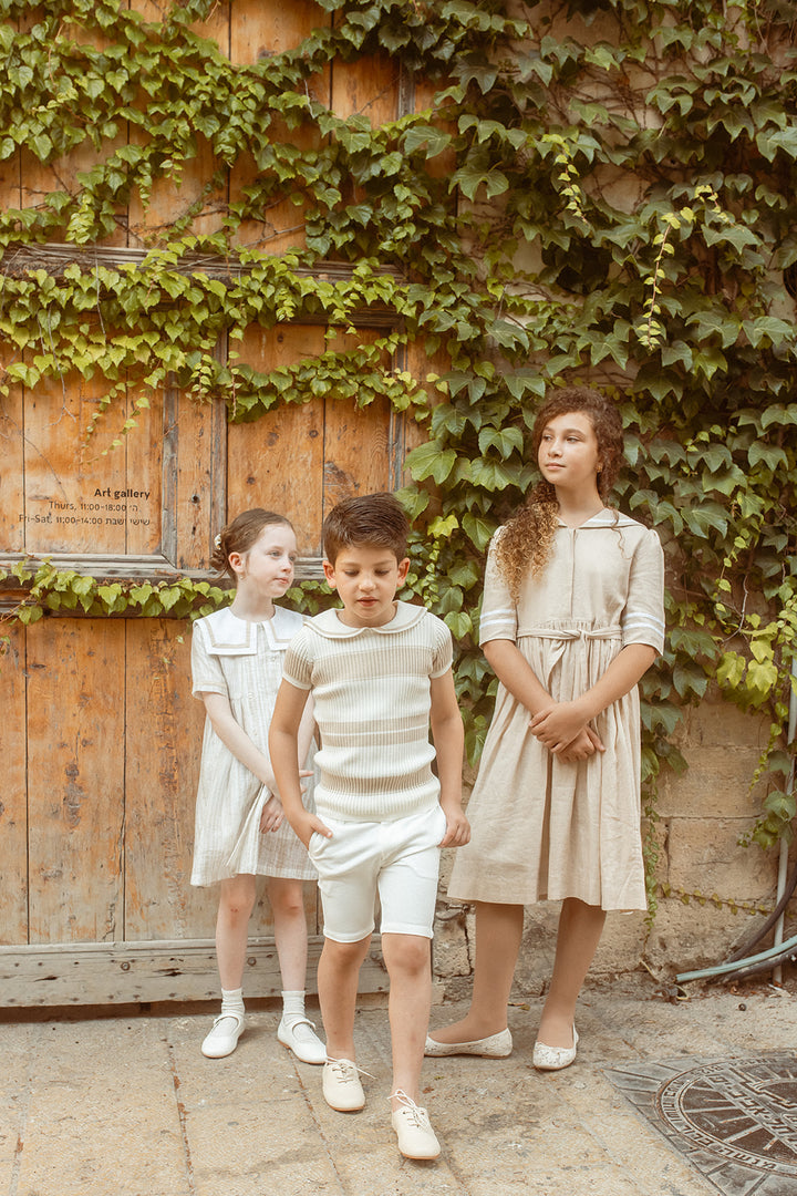 NKN459 STRIPE SS SAILOR COLLAR-SAND