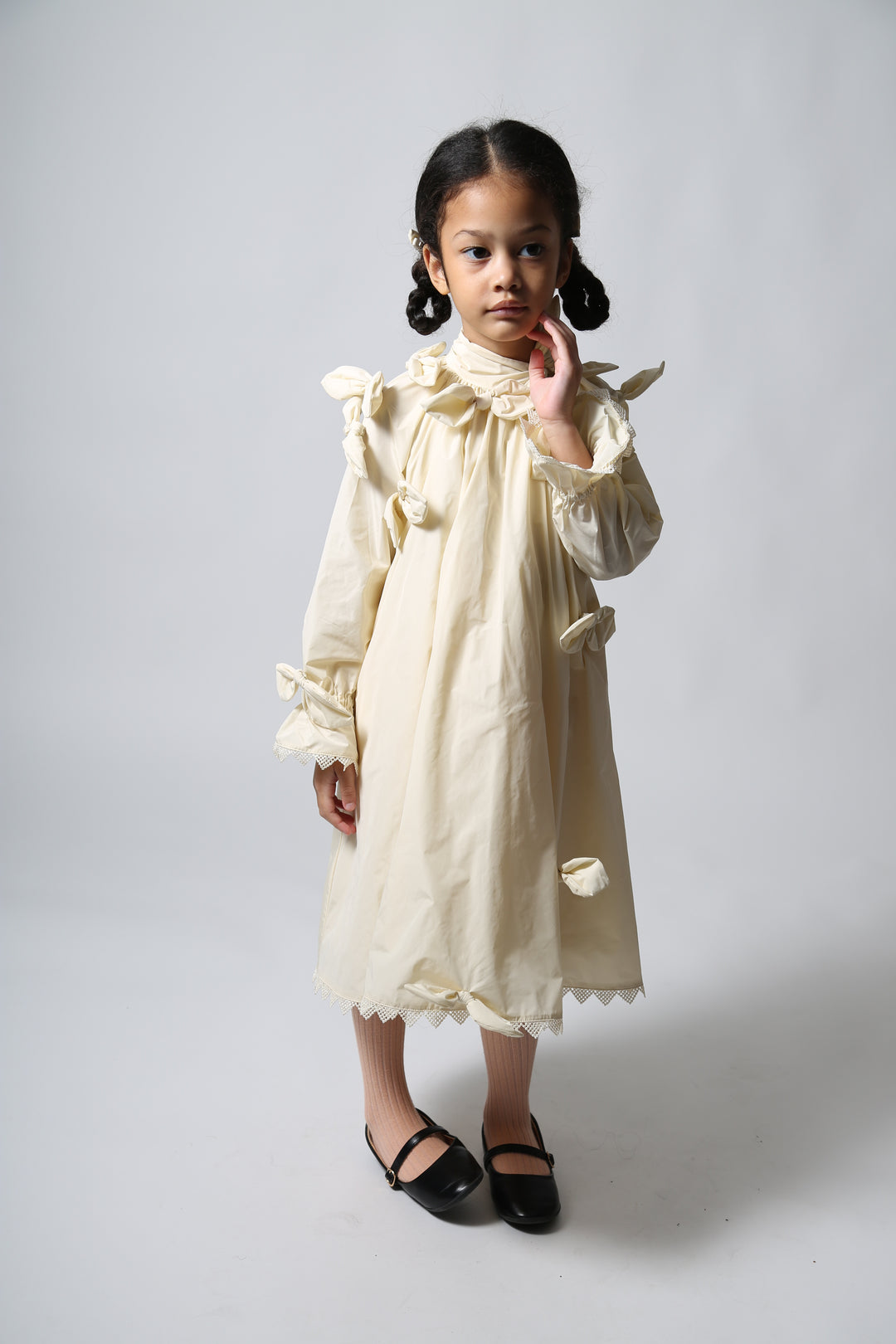 DR325V-ESTELLA BOW EMBELLISHED FROCK-OPAL