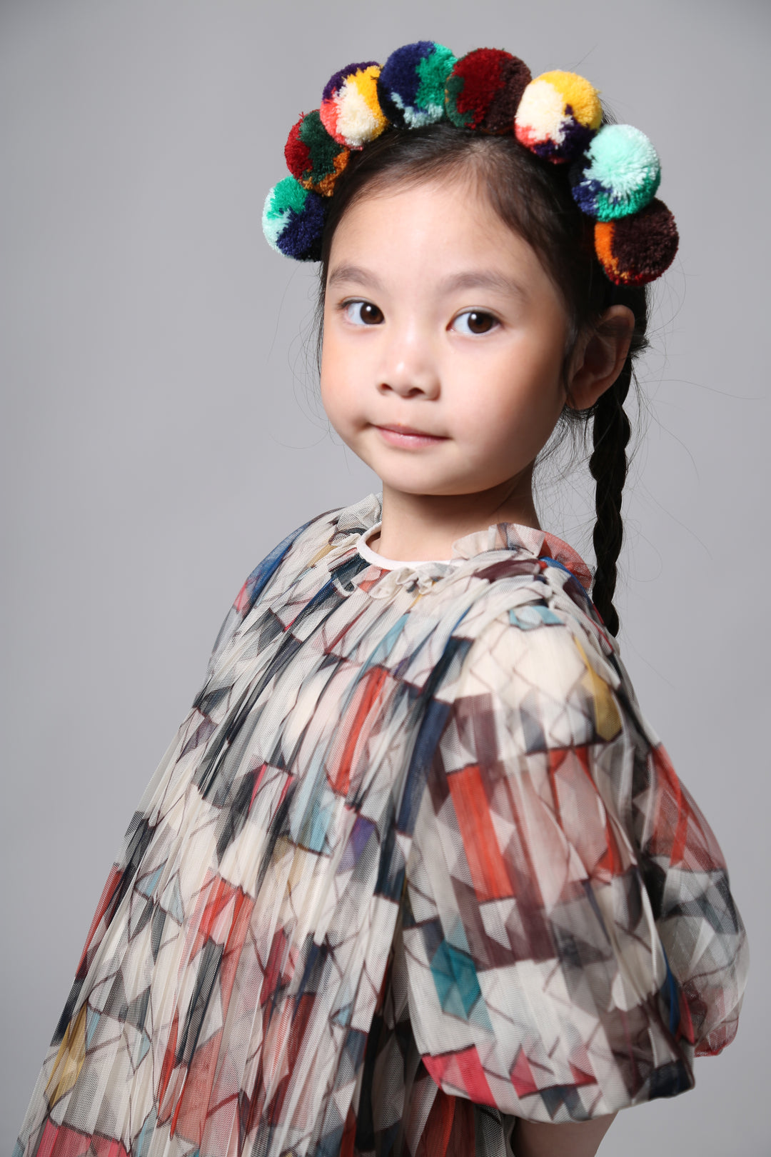 AC67S-POM POM HEADBAND-RAINBOW