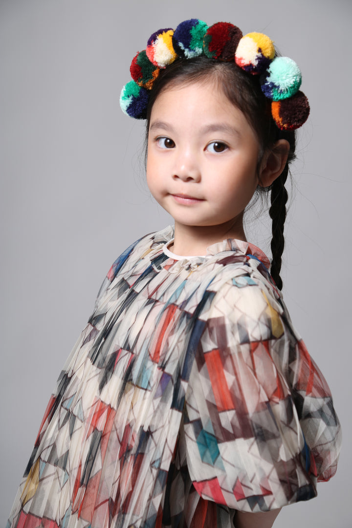 AC67S-POM POM HEADBAND-RAINBOW