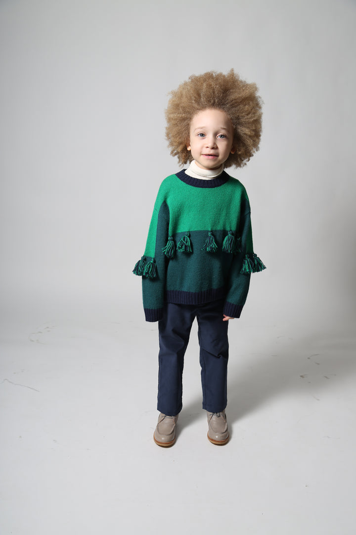 KT48S-SANTOS PATCHWORK SWEATER-CACTUS MIX