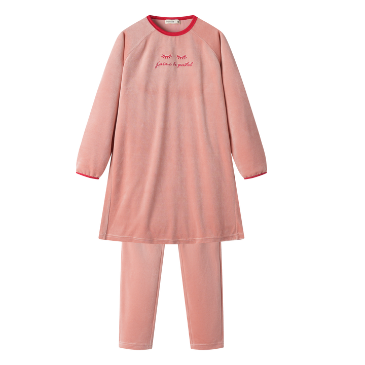 JAIME LE PASTEL VELOUR NIGHTSHIRT-PINK