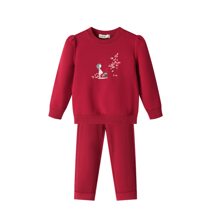 LITTLE GIRL SWEAT SET-RASPBERRY