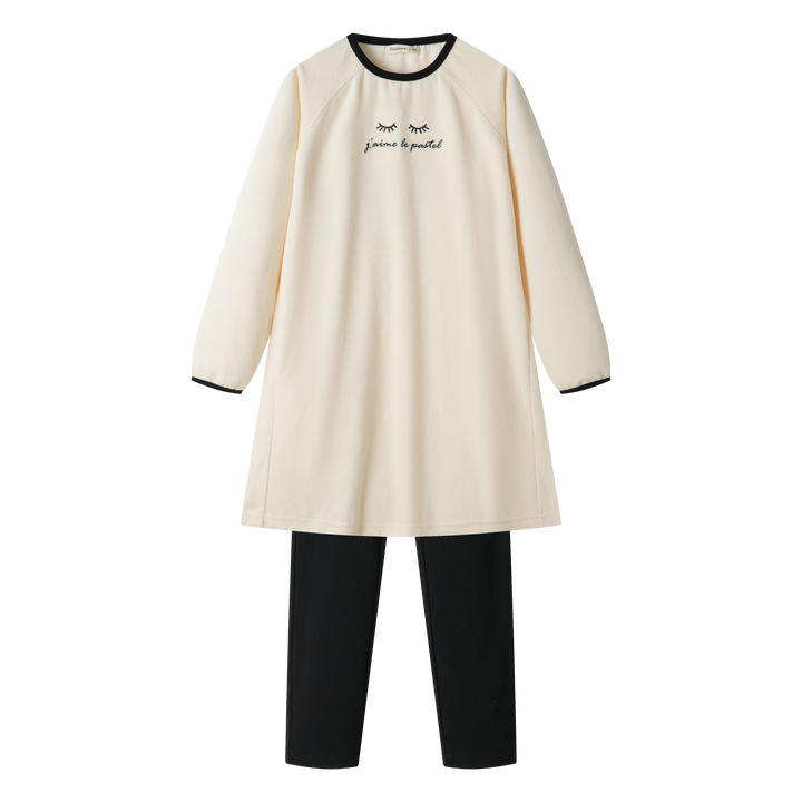 JAIME LE PASTEL VELOUR NIGHTSHIRT-CREAM COLORBLOCK