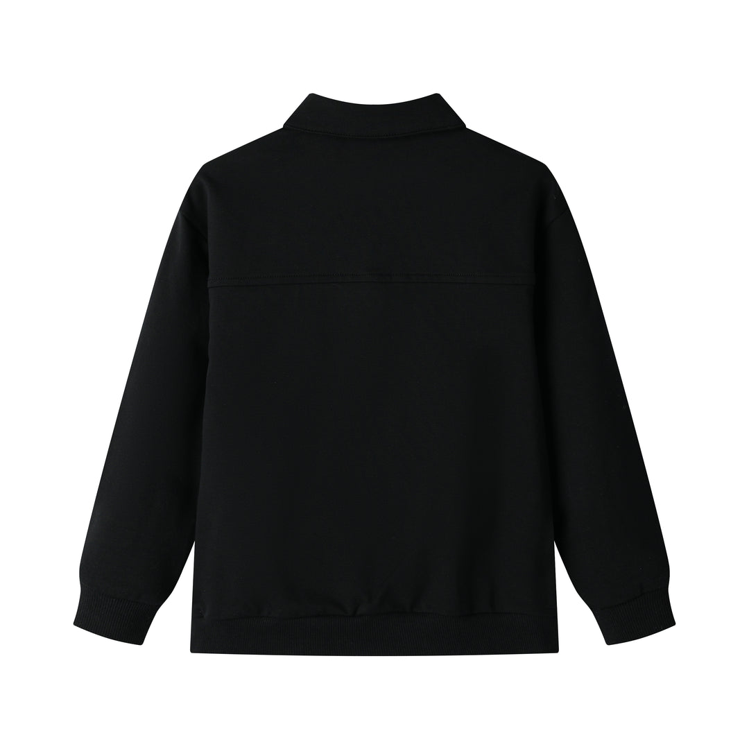 SEAMED POLO SWEATSHIRT-BLACK