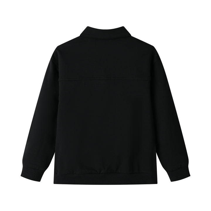 SEAMED POLO SWEATSHIRT-BLACK