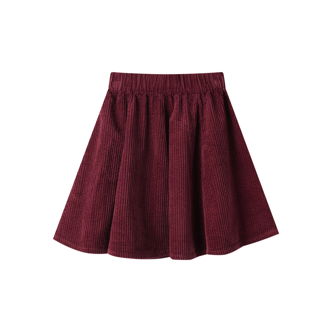 CORDUROY CIRCLE SKIRT-BURGUNDY