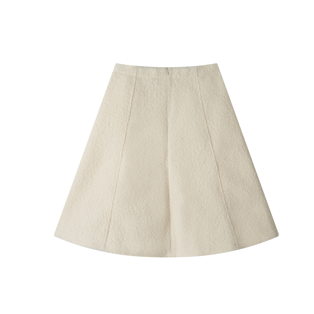 A-LINE SHERPA SKIRT-CREME