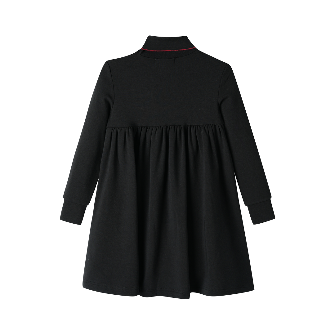 WAISTED TURTLENECK DRESS-BLACK