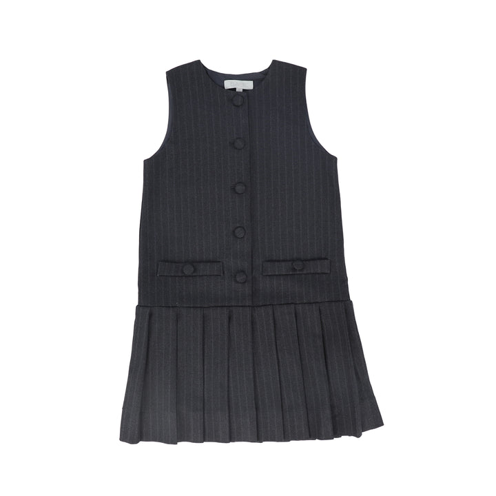 C-21031-Striped Button Jumper -Grey