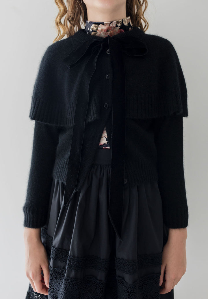 2136-Shawl Cardigan-Black/Black