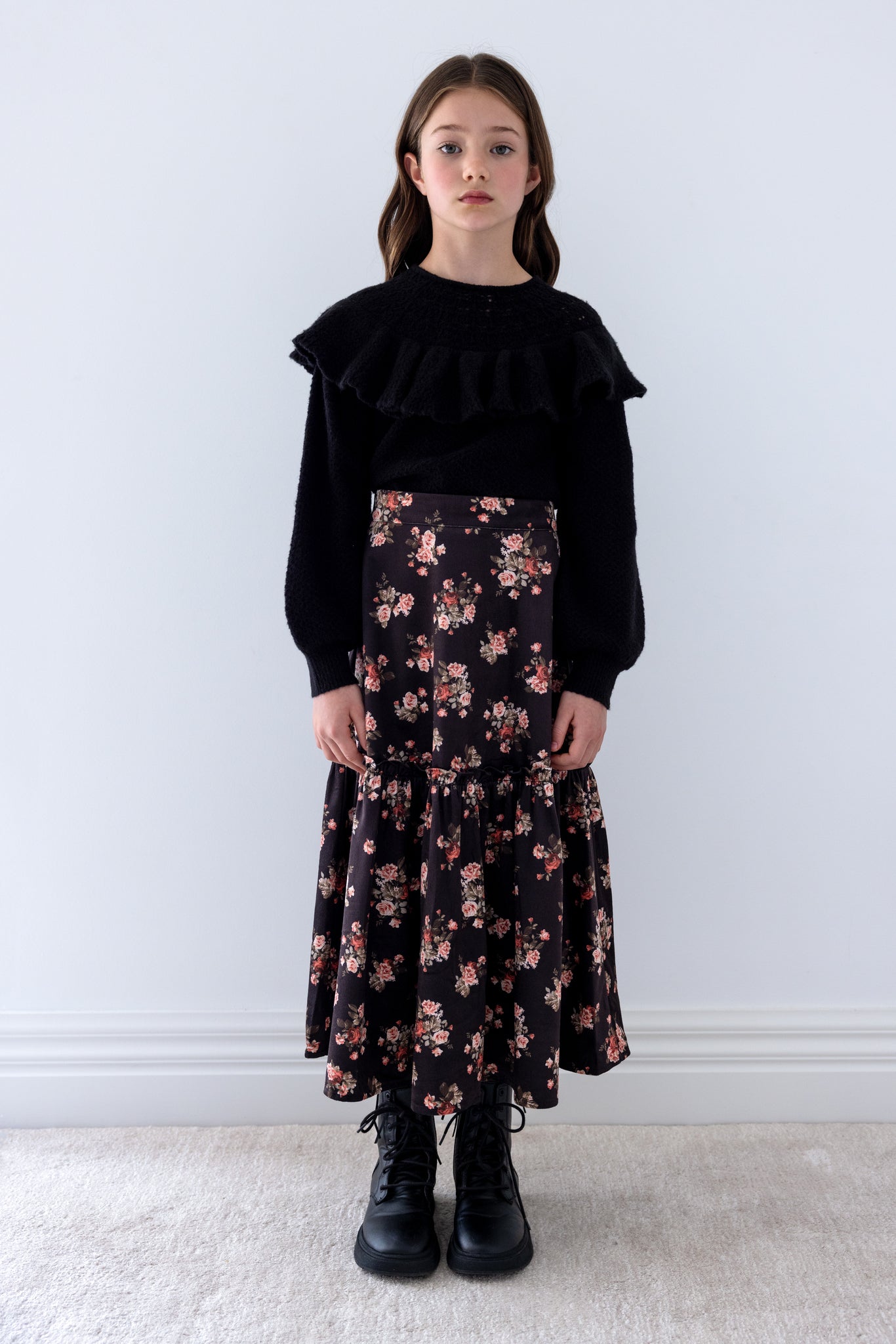 ワンピース vintage oshkosh Flower corduroy skirt 3139 Vintage Roses Print Cord Skirt - Vintage Roses – whoopikids