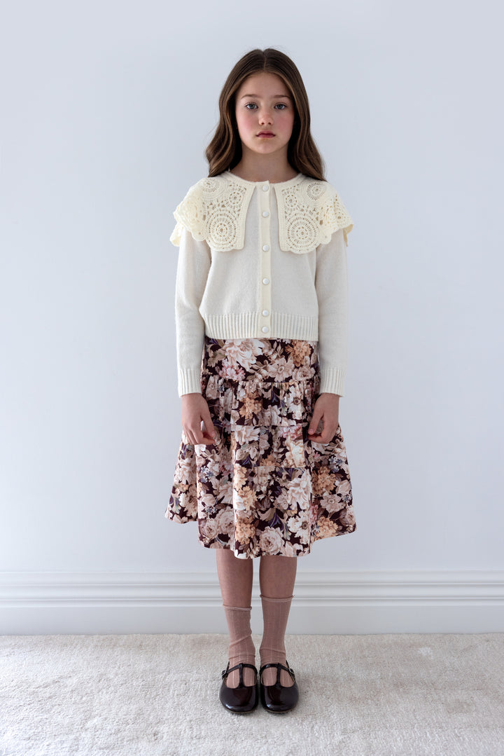 2144 Crochet Collar Cardigan - Cream