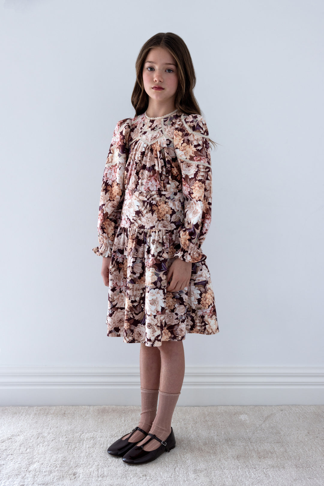 3138 Winter Bloom Print Cord Skirt - Winter Bloom