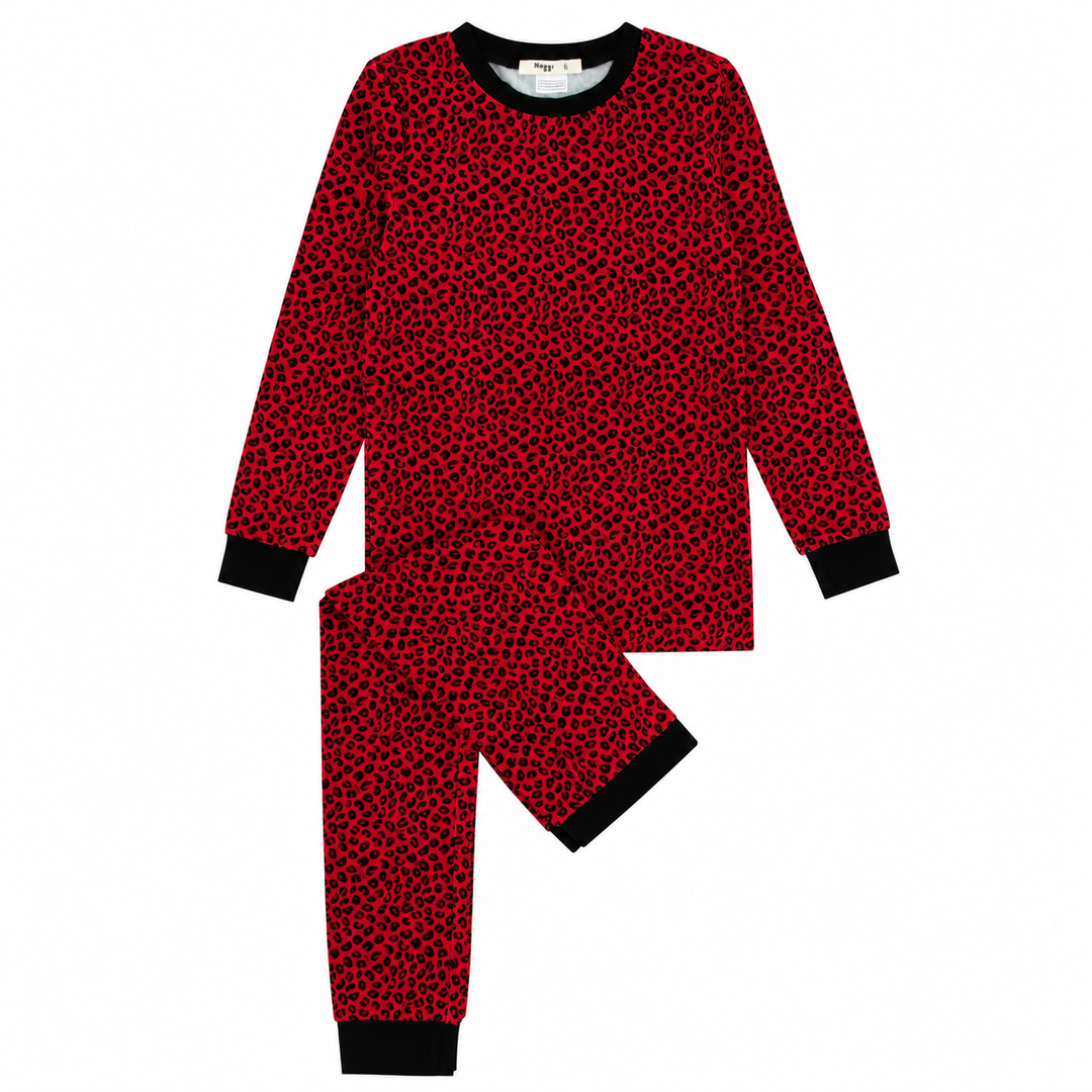 217020-199 Red Print Leopard Loungewear Set